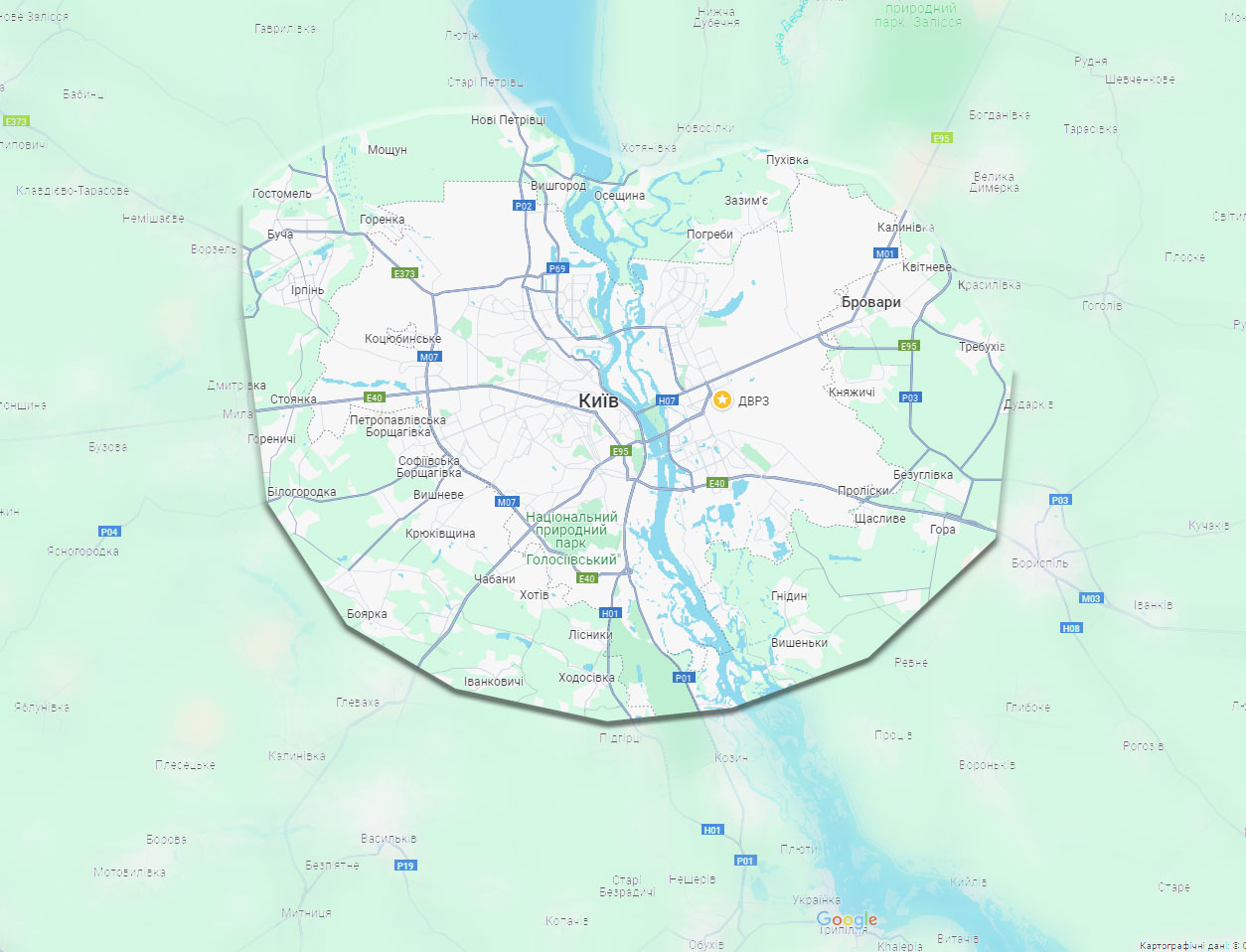 Територія охоплення доставки розливного пива
